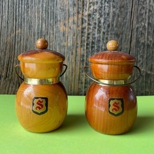 Wooden Vintage Salt and Pepper Shakers Set